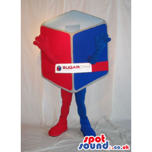 Customizable Red And Blue Cube Plush Mascot With Logo And No