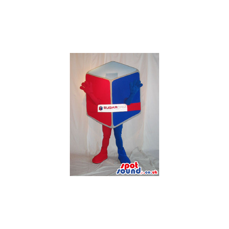 Customizable Red And Blue Cube Plush Mascot With Logo And No