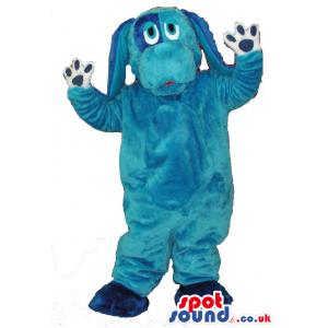 Blue Dog Plush Mascot With Long Ears And A Loose Body - Custom