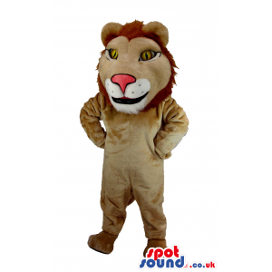 Customizable Beige Lion Plush Mascot With A Big Head - Custom