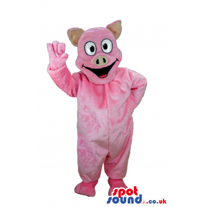 Customizable Plain All Pink Plush Mascot With Cartoon Eyes -