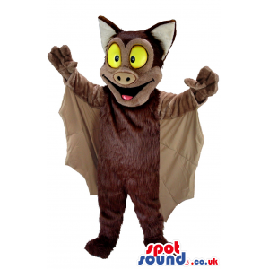 Brown Bat Night Animal Plush Mascot With Big Yellow Eyes -