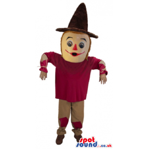 Funny Countryside Scarecrow Mascot With A Hat And A Sweater -