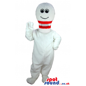 Funny White And Red Bowling Pin Plush Mascot With A Cute Face -