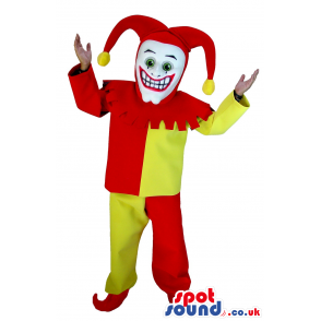 Funny Yellow And Red Pierrot Clown Mascot Or Costume - Custom