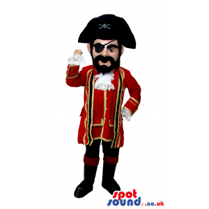 Human Character Mascot With A Mustache Wearing Pirate Garments