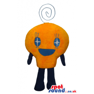 Flashy Orange Cute Fantasy Mascot With Blue Sparkling Eyes. -