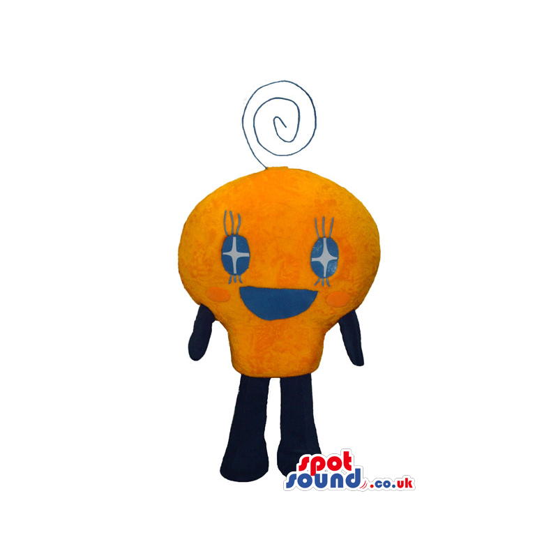 Flashy Orange Cute Fantasy Mascot With Blue Sparkling Eyes. -