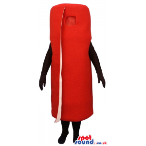 Flashy All Red Wrapped Carpet Or Cylinder Mascot With No Face -