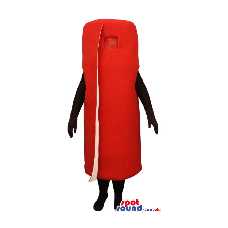 Flashy All Red Wrapped Carpet Or Cylinder Mascot With No Face -