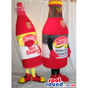 Sauce Bottle Mascot Couple With Labels And No Faces - Custom
