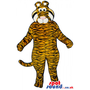 Tiger Plush Mascot Or Adult Costume With Thin Black Lines -