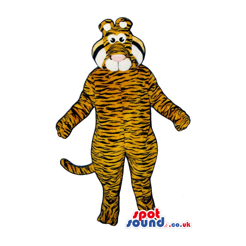 Tiger Plush Mascot Or Adult Costume With Thin Black Lines -