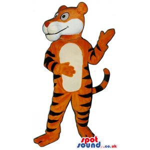 Customizable Tiger Plush Mascot With A White Face And Belly -