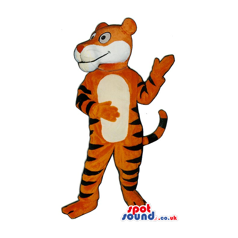 Customizable Tiger Plush Mascot With A White Face And Belly -