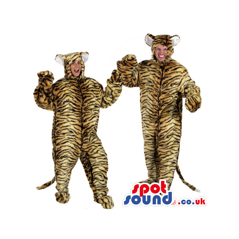 Two Brown Pattern Panther Plush Adult Size Costumes Or Mascots