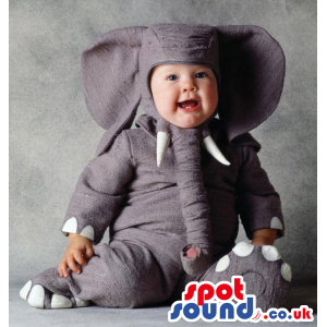 Cute All Grey Elephant Animal Baby Size Plush Costume - Custom