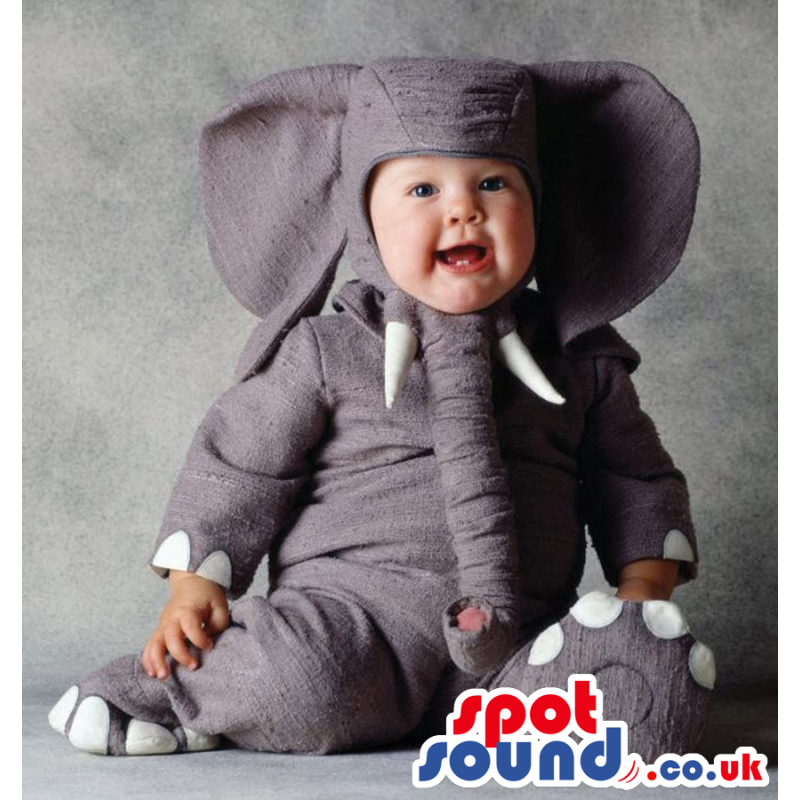 Cute All Grey Elephant Animal Baby Size Plush Costume - Custom