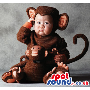 Cute Monkey Baby Size Plush Costume With Monkey Toy - Custom