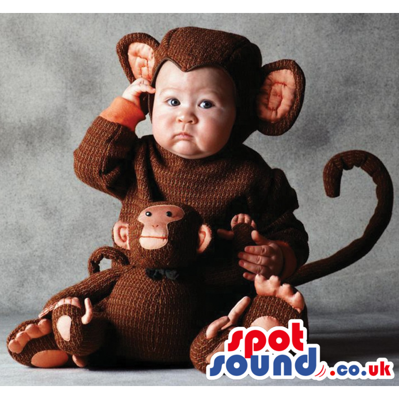 Cute Monkey Baby Size Plush Costume With Monkey Toy - Custom
