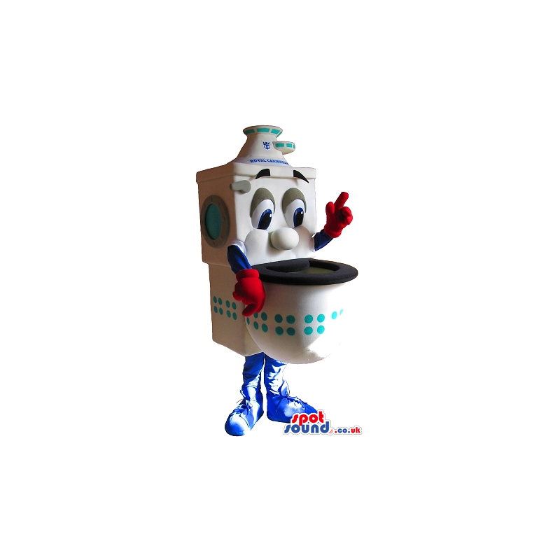 White And Blue Toilet Plush Mascot With A Funny Face - Custom