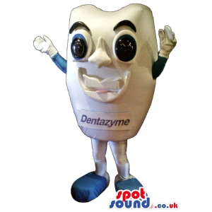 Cute White Tooth Mascot With A Face And Brand Name - Custom
