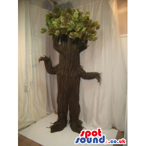 Realistic Big Tree Mascot Or Theater Prop With Leaves And No
