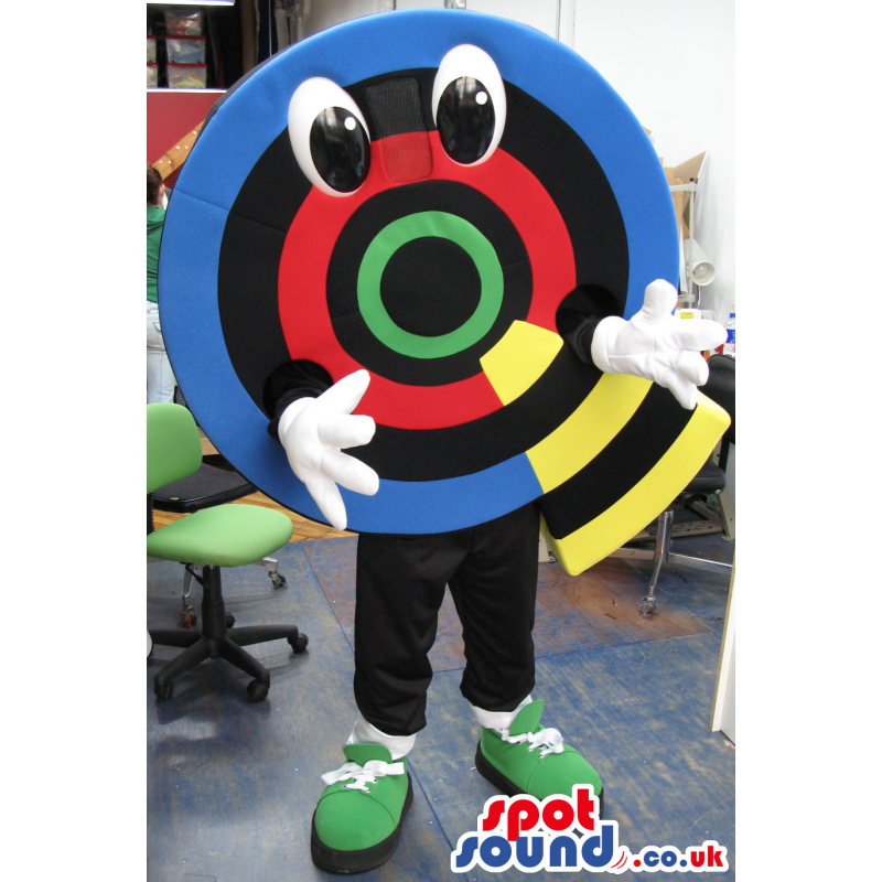 Colorful Big Target Dart Board Mascot With A Cute Face - Custom