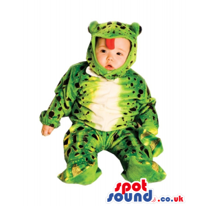 Cute Green Frog Baby Size Plush Costume With A Red Tongue -