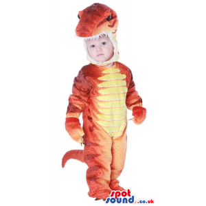 Amazing Orange And Yellow Dinosaur Baby Size Plush Costume -