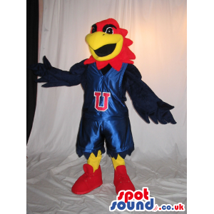 Red Eagle Plush Mascot Wearing Basketball Team Shinny Clothes -