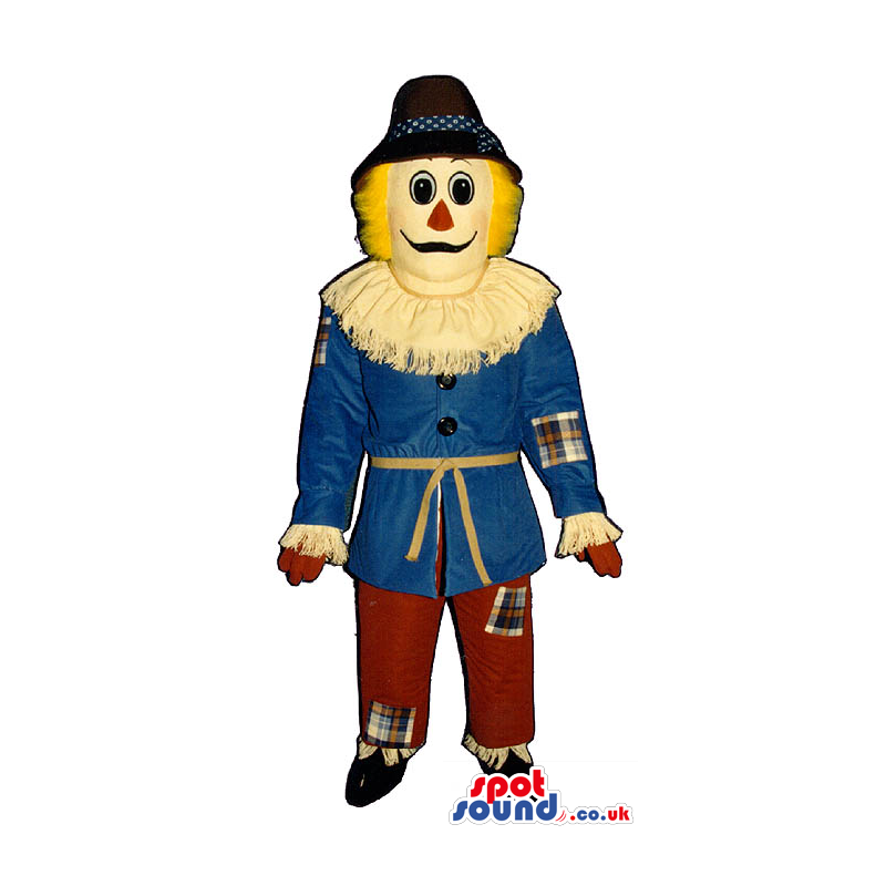 Funny Countryside Scarecrow Mascot With A Hat And A Collar -