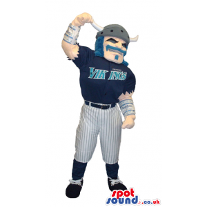 Viking Human Character Mascot Wearing Baseball Team Garments -