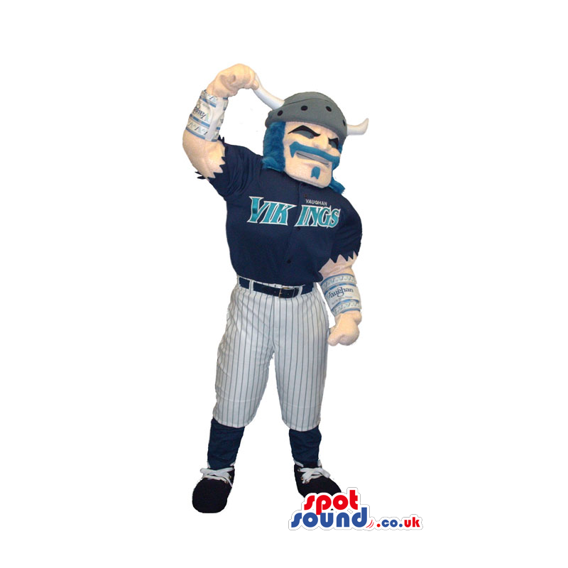 Viking Human Character Mascot Wearing Baseball Team Garments -