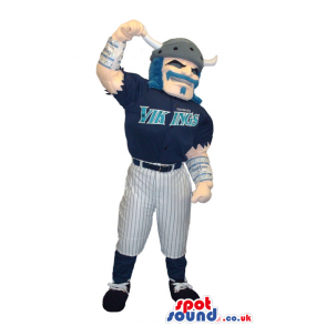 Viking Human Character Mascot Wearing Baseball Team Garments -