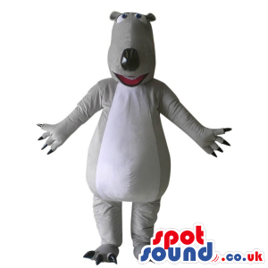 Cool Grey And White Big Dog Mascot With A Big Head - Custom