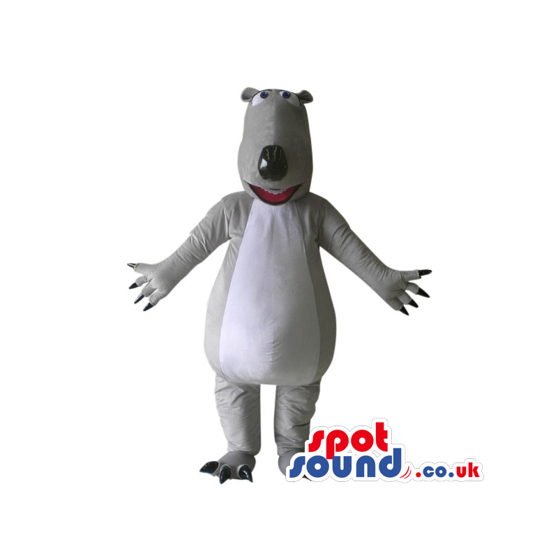 Cool Grey And White Big Dog Mascot With A Big Head - Custom