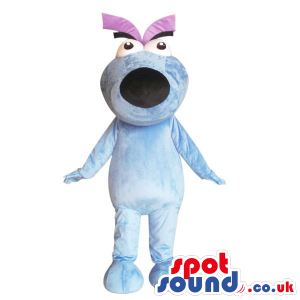 Cool Fantasy Blue And Purple Big Dog Mascot With A Big Head -