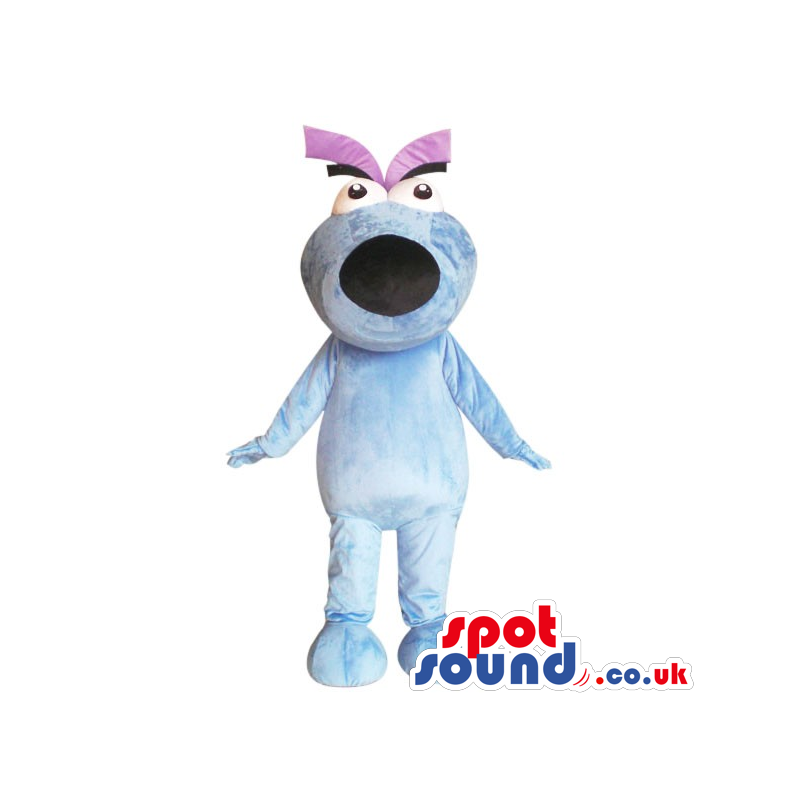 Cool Fantasy Blue And Purple Big Dog Mascot With A Big Head -