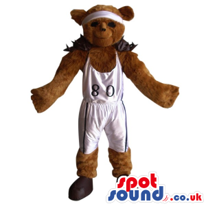 Brown Big Bear Plush Mascot Wearing Sports Garments With A