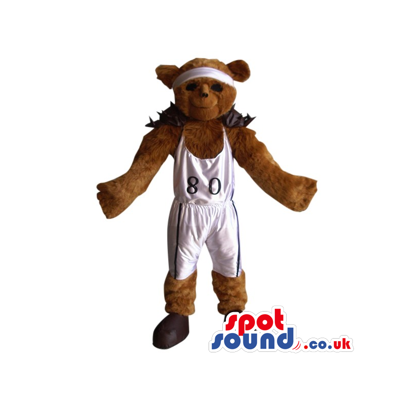 Brown Big Bear Plush Mascot Wearing Sports Garments With A
