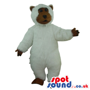 White Big Bear Plush Mascot With A Brown Face And Hands -