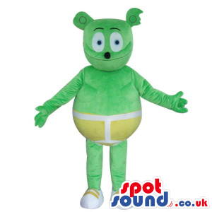 Fantasy Green Bear Plush Mascot Wearing Yellow Shorts - Custom