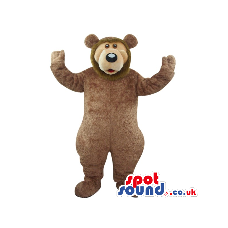 Big Brown Bear Forest Animal Plush Mascot With A Beige Face -