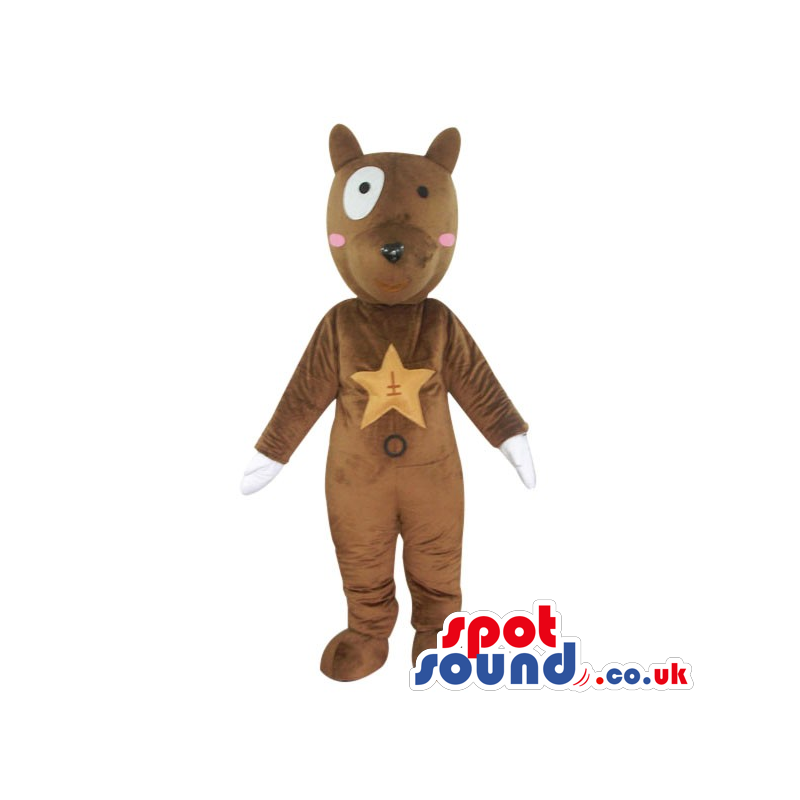Fantasy Brown Dog Plush Mascot With A Star On Its Chest -