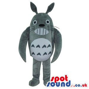 Cute Grey Popular Character Plush Mascot Showing Its Teeth -