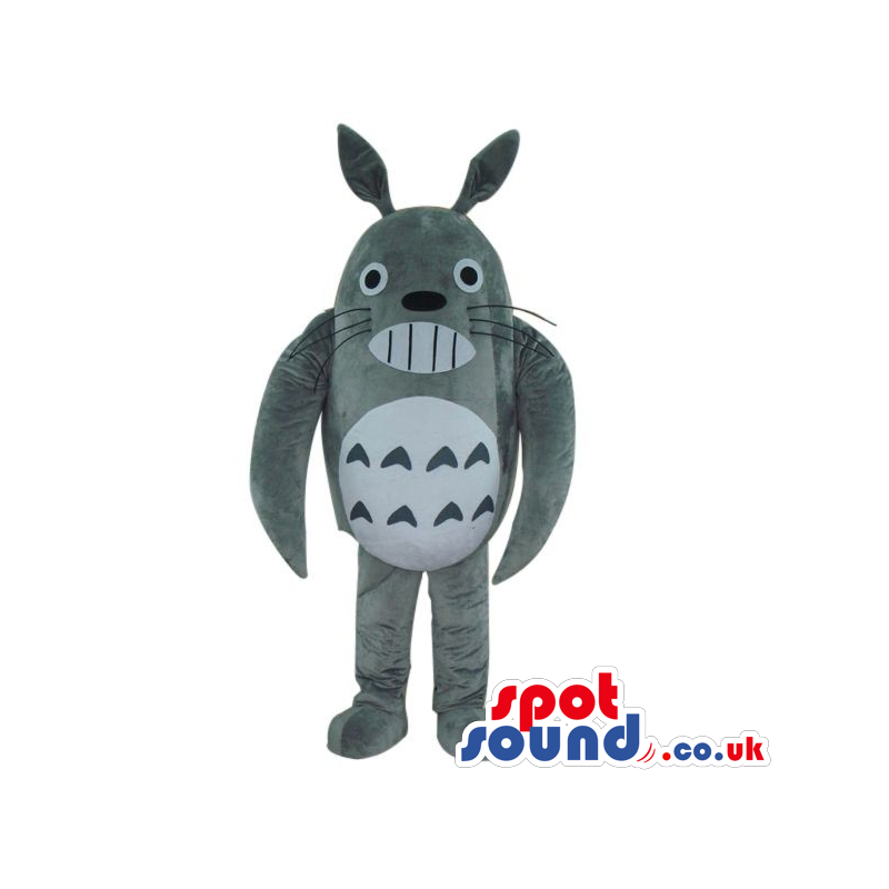 Cute Grey Popular Character Plush Mascot Showing Its Teeth -