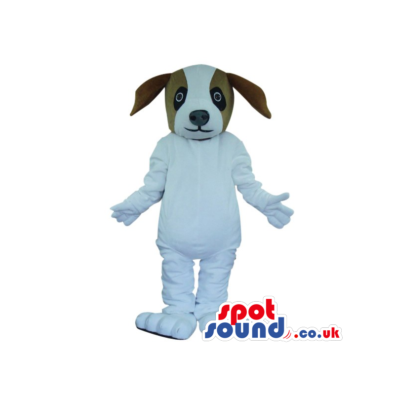 Cute White Dog Pet Plush Mascot With A Brown Head - Custom