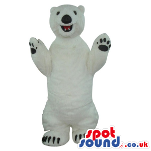 Cute All White Polar Bear Plush Mascot With Black Paws - Custom