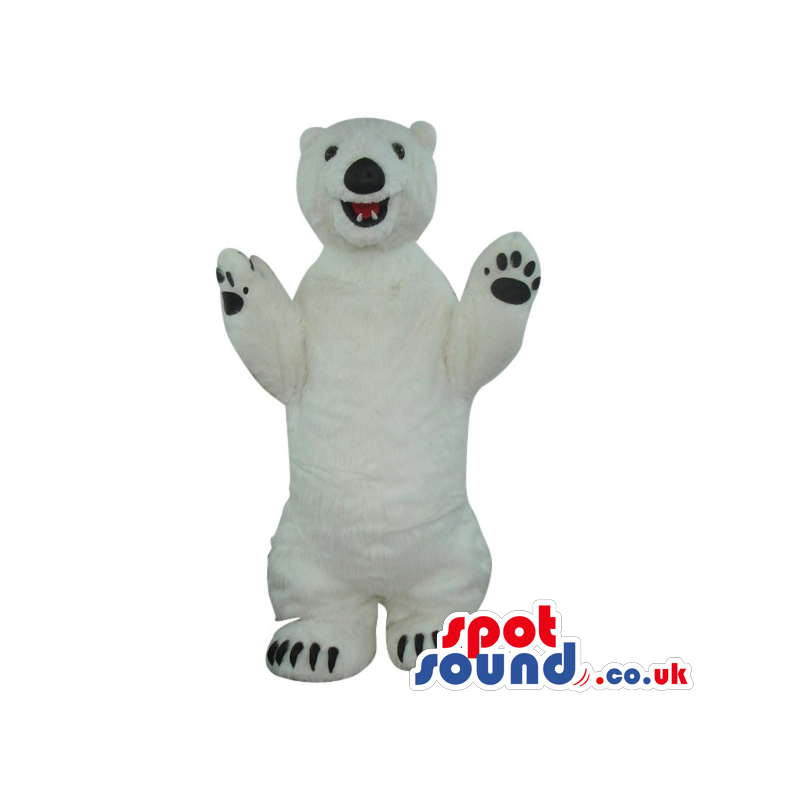 Cute All White Polar Bear Plush Mascot With Black Paws - Custom